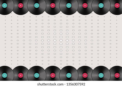 Poster of vinyl player record. Retro music banner
