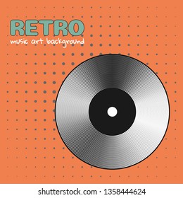 Poster of vinyl player record. Retro, vintage music template banner. Vector Vinyl Lover interior background