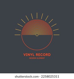 Poster of the Vinyl record. Illustration music on dark background.