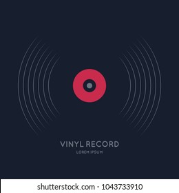 Poster of the Vinyl record. Vector illustration music on dark background.