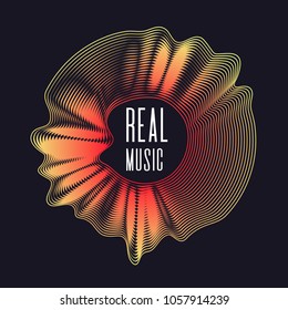 Poster of the Vinyl record. Vector illustration music on dark background.