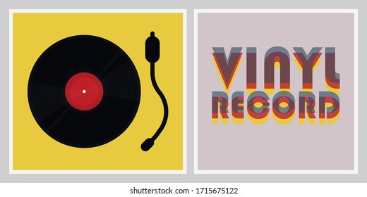 Poster of the Vinyl record. Vector illustration music.