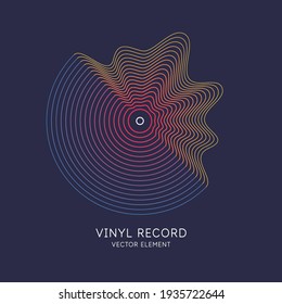 Afiche del registro de Vinyl. Música de ilustración vectorial sobre fondo oscuro.