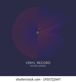 Poster of the Vinyl record. Vector illustration music on dark background.