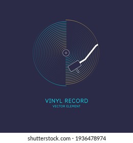 Poster of the Vinyl record. Vector illustration music on dark background.