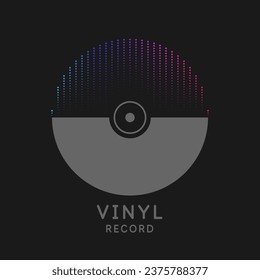 Poster of the Vinyl record. Vector illustration music on dark background.