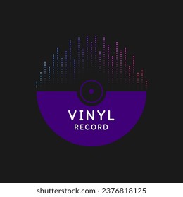 Afiche del registro de Vinyl. Música de ilustración vectorial sobre fondo oscuro.