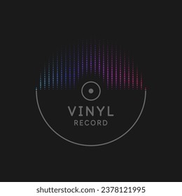 Poster of the Vinyl record. Vector illustration music on dark background.