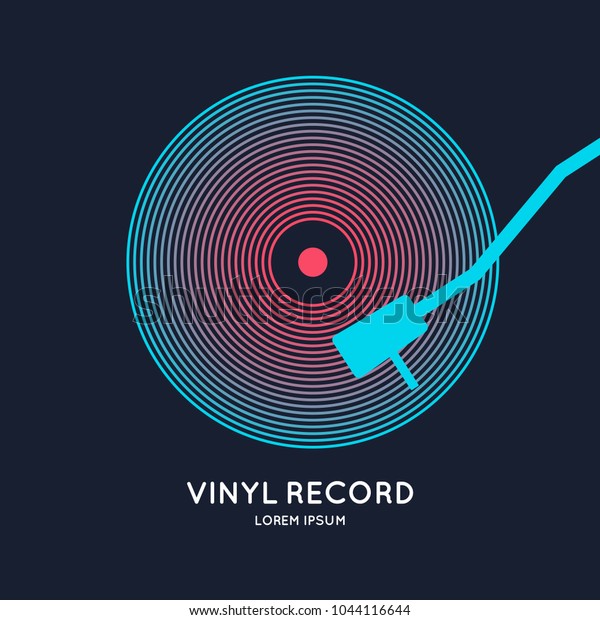 ビニールレコードのポスター 暗い背景にベクターイラスト音楽 のベクター画像素材 ロイヤリティフリー