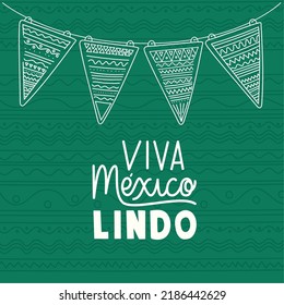 afiche del viva mexico lindo con guirnaldas