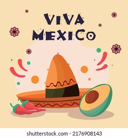 poster of viva mexico with a sombrero