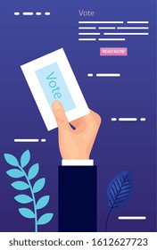 poster of vote with hand and vote form vector illustration design