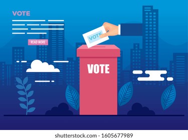 poster of vote with urn and icons vector illustration design