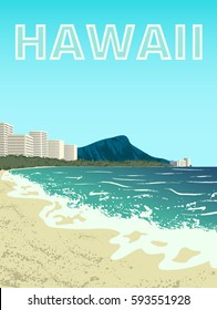 Poster of Waikiki beach of Oahu island, Hawaii, USA