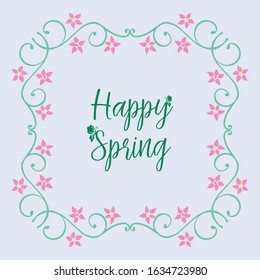 Poster wallpapers design for happy spring, with antique leaf and flower frame. Vector