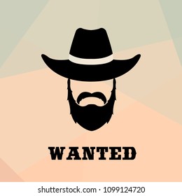 Poster Wanted with Bandit Portrait . People icon. Vector illustration.