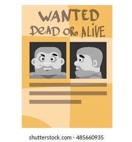 Poster wanted criminals. Illustration on the theme of the Wild West.