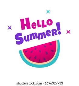 Poster with watermelon and Hello Summer text 