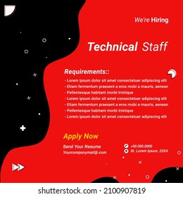 Poster for we are hiring. employees needed. Social media template job vacancy recruitment