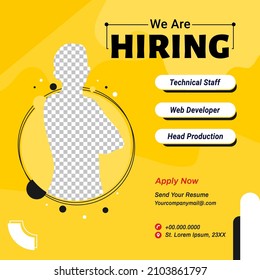 Poster for we are hiring. employees needed. Social media template job vacancy recruitment