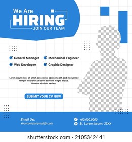 Poster for we are hiring. employees needed. Social media template job vacancy recruitment