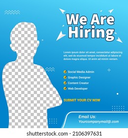 Poster for we are hiring. employees needed. Social media template job vacancy recruitment