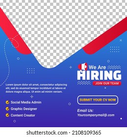 Poster for we are hiring. employees needed. Social media template job vacancy recruitment