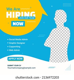 Poster for we are hiring. employees needed. Social media template job vacancy recruitment