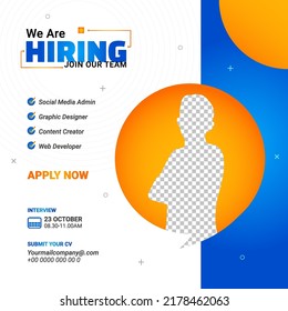 Poster for we are hiring. Employees needed. Social media template job vacancy recruitment