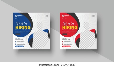 Poster for we are hiring. employees needed. Social media template job vacancy recruitment 