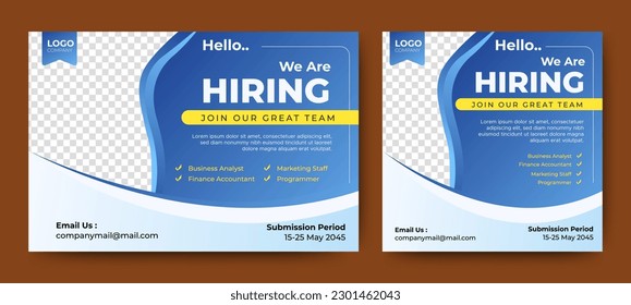 Poster for we are hiring. employees needed. Social media template job vacancy recruitment