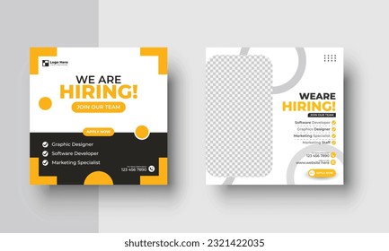Poster for we are hiring. employees needed. Job recruitment design for companies or agency. good template for advertising on social media