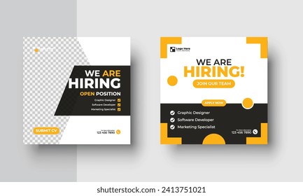 Poster for we are hiring. employees needed. Social media template job vacancy recruitment