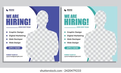 Poster for we are hiring. employees needed. Social media template job vacancy recruitment
