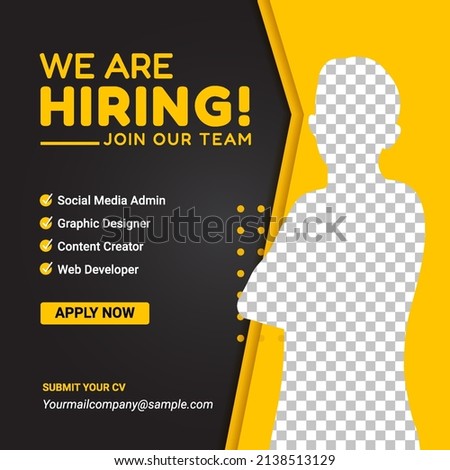 Poster for we are hiring. employees needed. Social media template job vacancy recruitment