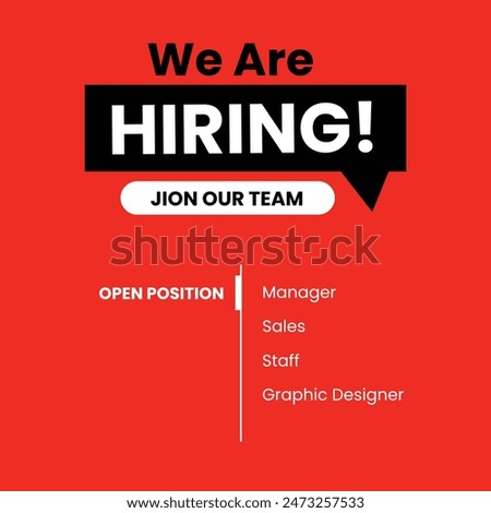 Poster for we are hiring. employees needed. Social media template job vacancy recruitment.