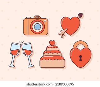 afiche del paquete de iconos de boda