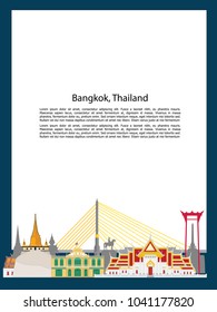 Poster, welcome to Thailand with attractions, landmark., vector illustration