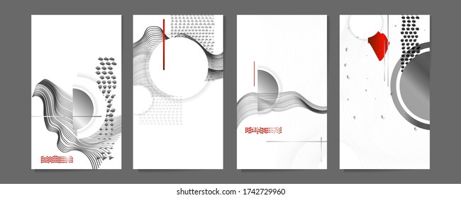 Poster white background design Japanese style templates set invitations to lines