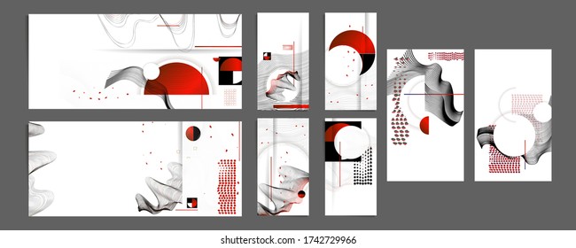 Poster white background design Japanese style templates set invitations to lines