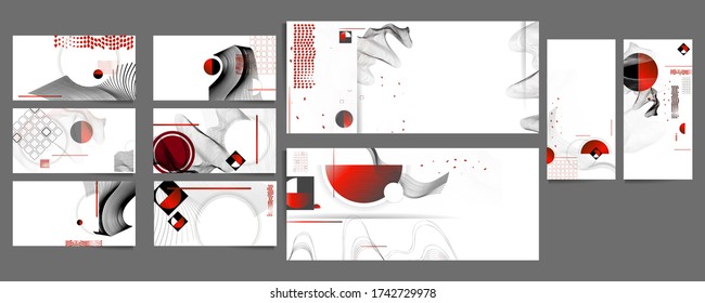 Poster white background design Japanese style templates set invitations to lines