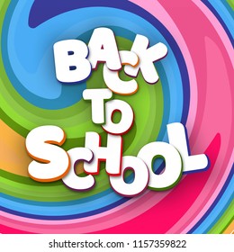 Poster white letters Back to school on a bright background colorful lines Creative design young theme modern concept on holiday Back to school Theme of education and study Autumn school sale Vector