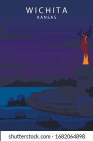 Poster Wichita landscape. Wichita vector illustration.