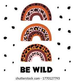 poster with wild rainbow leopard
-  vector illustration, eps