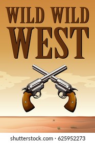 Afiche del oeste salvaje con dos figuras de fireguns