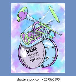 Poster with wind instruments 