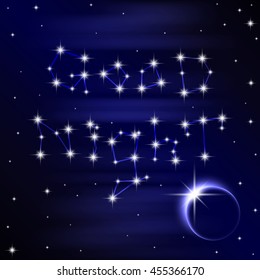 Poster of wish good night on space background. Vector illustration 10 EPS