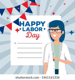 poster of woman doctor with party banner