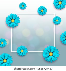 Poster for women's day, decorated with cut flowers on top. Vector