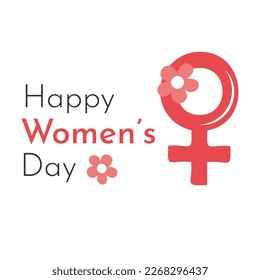 A poster for women's day with a female symbol and a flower.
